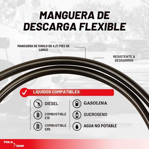 Vista 4 de TERA PUMP TRFA01-XL Bomba de transferencia de combustible con batería de 2ª