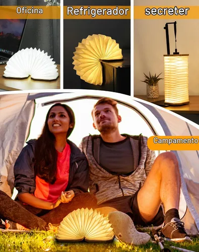 Vista 6 de Lámpara plegable del acordeón de la originalidad, regalo japonés, linterna de papel del LED Portable Wooden Table Lamp, Creative Japanese Paper
