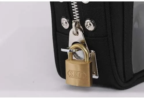 Vista 6 de SANEI Luggage Canvas Mailing Pouch L Horseshoe Lock with Metal Clasp No Padlock Included Moss G Black Black 19-3911tcx