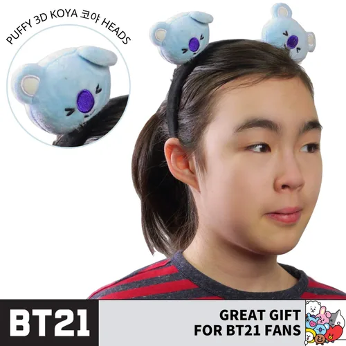 Vista 6 de Concept One BT21 LINE FRIENDS - Diadema bordada de felpa 3D para mujer, Koya