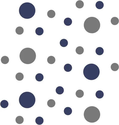 Vista 2 de Adhesivos de pared de vinilo azul marino/gris, círculos de 2 y 4 pulgadas (30 calcomanías)