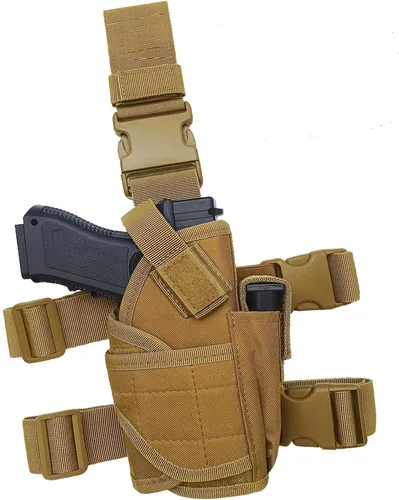 Vista 9 de Molle - Funda táctica para pistola de muslo, funda de pierna caída, ajustable a la derecha