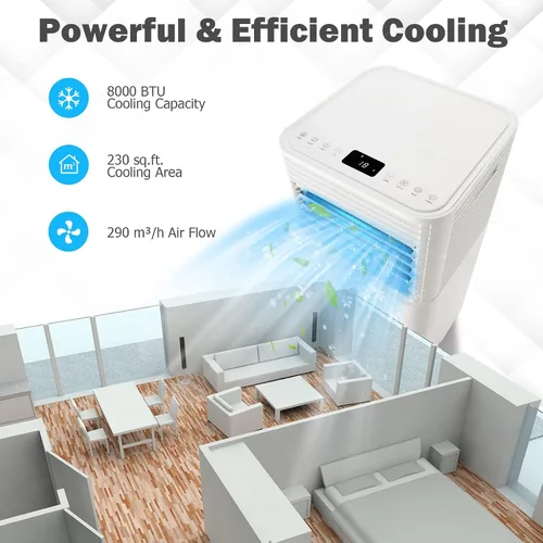 Vista 2 de PETSITE Aire acondicionado portátil, unidad de enfriamiento de CA de 8000 BTU para habitación, unidad de CA 3 en 1 con enfriador de aire, ventilador