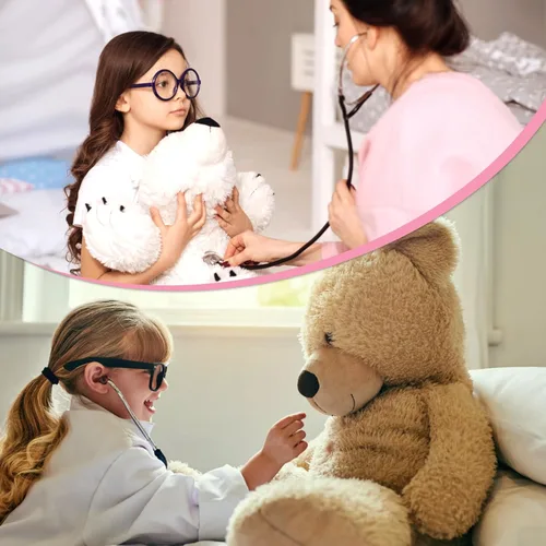 Vista 6 de Disfraz de médico para niños, disfraz de juego de rol para niños pequeños con accesorios Azul