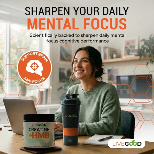 Vista 5 de LIVEGOOD Monohidrato de creatina con HMB para crecimiento muscular magro y recuperación - Polvo de creatina HMB para hombres y mujeres - Creatina