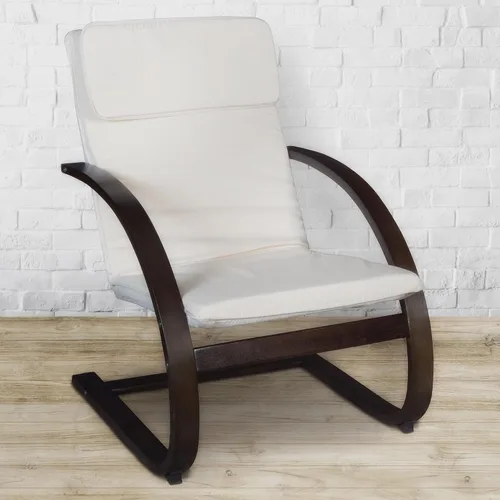 Vista 4 de Silla reclinable de madera curvada Niche Mia, de nogal moka/beige, Madera Metal