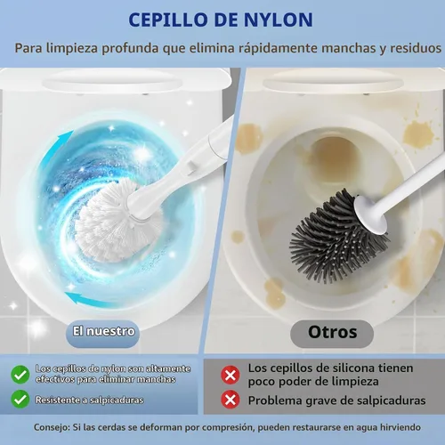 Vista 4 de Juego de cepillo eléctrico y soporte para inodoro, cepillo eléctrico para inodoro, juego de limpiador de cepillo de inodoro con 5 recambios
