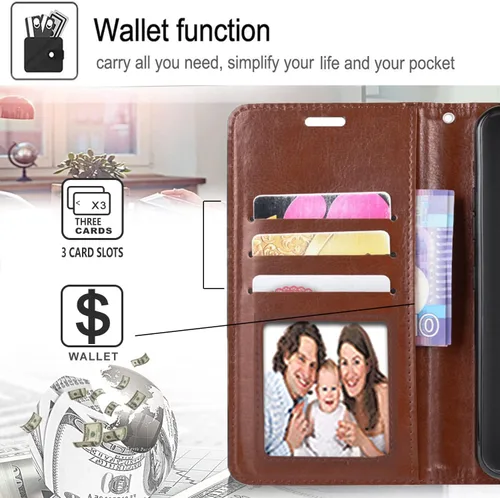 Vista 4 de STARSHOP Funda compatible con iPhone 13, con protector de pantalla de vidrio templado incluido: cartera de piel sintética a prueba de golpes