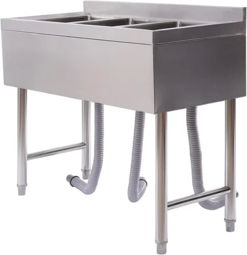 Vista 23 de Fregadero de cocina de restaurante comercial independiente de acero inoxidable con soporte, preparación de cocina y lavabo de mano para el hogar