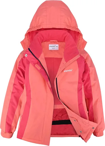 Vista 44 de Chaqueta de esquí impermeable para niñas, chaqueta de snowboard para exteriores, resistente al viento, con forro polar, abrigo de nieve cálido