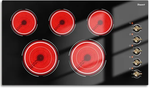 Vista 11 de Placa eléctrica de 2 quemadores con mango de 110 V, 2000 W Shard Power 24 Inch Ceramic Stove Top Countertop Burner, Knob and Touch Control with