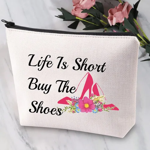 Vista 5 de JYTAPP Bolsa de maquillaje para amantes de los zapatos, bolsa de maquillaje de tacón alto, bolsa de cosméticos novedosa para mujer, mujer, niña