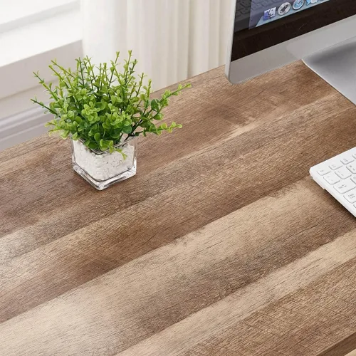 Vista 2 de FATORRI Escritorio para computadora en forma de L y mesa consola para sala de estar (roble rústico)