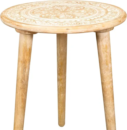 Vista 34 de Mesa auxiliar de madera rústica de 12 x 22 pulgadas, mesa auxiliar tallada a mano, mesa de noche con acabado quemado para dormitorio, mesa