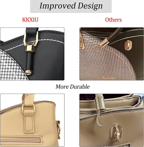 Vista 7 de KKXIU Monederos y bolsos de mano con triple compartimento para mujer, bolso de mano con asa superior