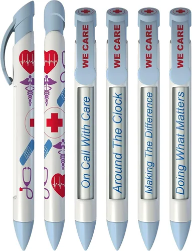 Vista 10 de Greeting Pen Enfermera Apreciación 6 Diseños Rotación Mensaje 6 Pen Set (36067)
