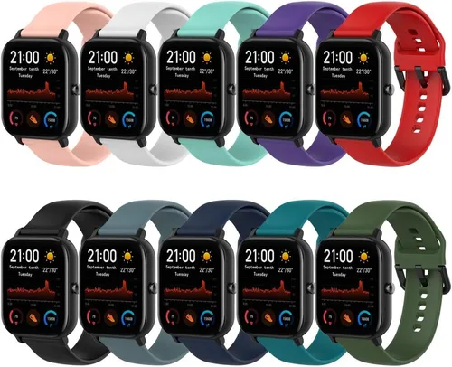 Vista 2 de QGHXO Correa de repuesto para Amazfit GTS 4/4 Mini/3/2/2e/ GTR Mini/GTR 1.654 in/Active, banda de silicona suave de repuesto para Amazfit Bip 3/3
