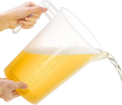 Vista 5 de WUWEOT Paquete de 2 jarras de medición de 125 onzas, jarra grande de mezcla de plástico, tabla de conversión de EE. UU., taza medidora graduada