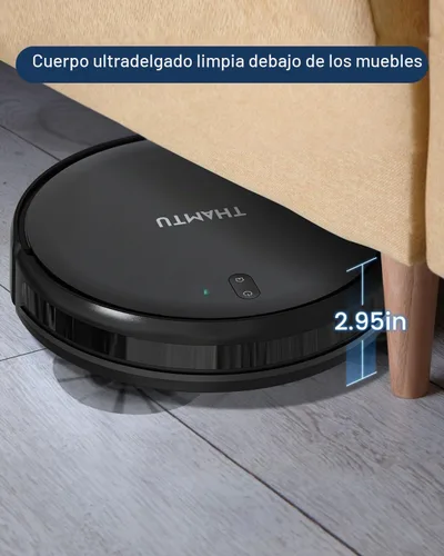 Vista 3 de Robot aspirador, súper delgado y potente robot de aspiración, aspiradora robótica de carga automática, limpia suelos duros para alfombras de pelo