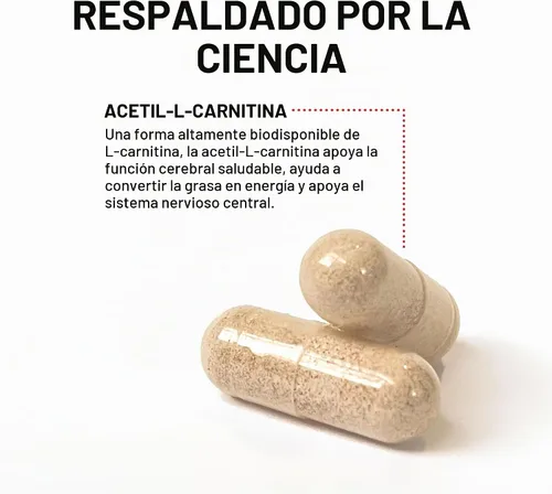 Vista 3 de Force Factor Acetil L-Carnitina Suplemento cerebral y suplemento de apoyo nervioso