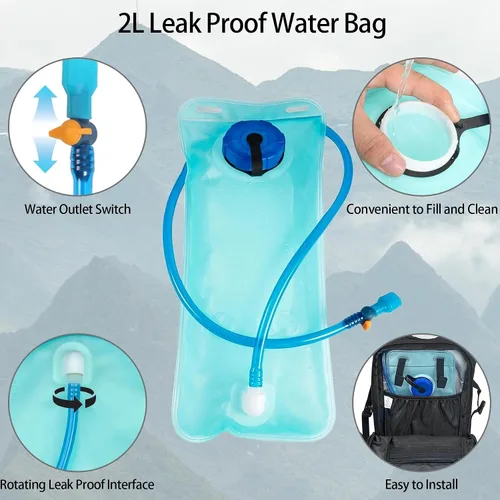 Vista 3 de WOLT Mochila de hidratación 18L para senderismo, mochila de agua con bolsa de agua de 2L para hombres y mujeres, paquete de hidratación para correr