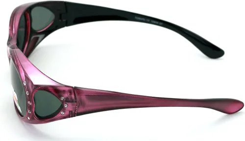 Vista 2 de V.W.E. Gafas de sol polarizadas para mujer, con diamantes de imitación, marco rectangular, con forma de corazón, 2.36 pulgadas