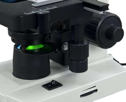 Vista 8 de OMAX Microscopio de laboratorio compuesto binocular LED 40X-2000X con platina mecánica de doble capa + portaobjetos en blanco, cubreobjetos y papel