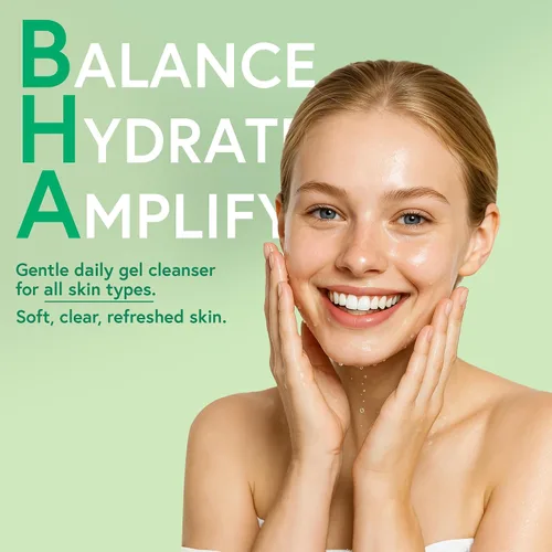 Vista 4 de SoloVegan BHA Gel Cleanser Cuidado de la piel coreano vegano ligero para pieles grasas y propensas al acné (gel limpiador, 5.74 onzas líquidas)