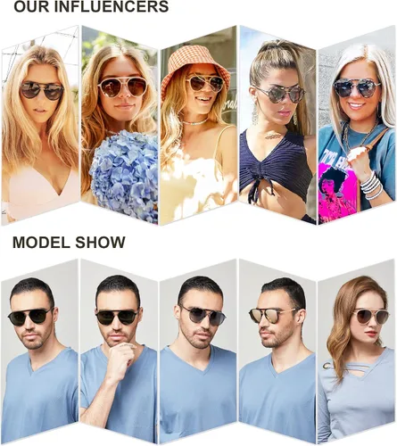 Vista 5 de SOJOS Retro Aviator Polarized Sunglasses for Women Men Double Bridge Ladies Shades SJ2078