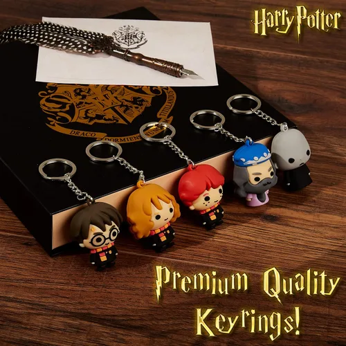 Vista 2 de Harry Potter Llaveros para niños, mini figuras, 5 o 7 llaveros de personajes Harry Ron Hermione para niños, coleccionables, regalos para niños