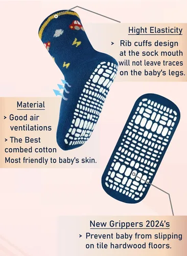 Vista 3 de RATIVE Calcetines antideslizantes antideslizantes con puños para bebés, niños pequeños y niños pequeños