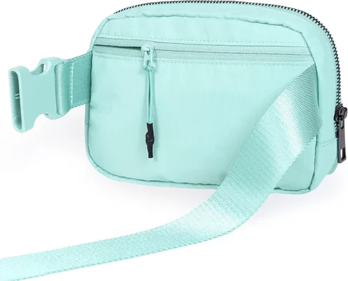 Vista 4 de ODODOS Minicangurera unisex con correa ajustable para entrenamiento, correr, viajar, senderismo, Glaseado azul