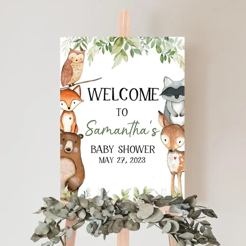 Vista 12 de Señal de bienvenida de animales para baby shower, letrero de baby shower de rey león)*