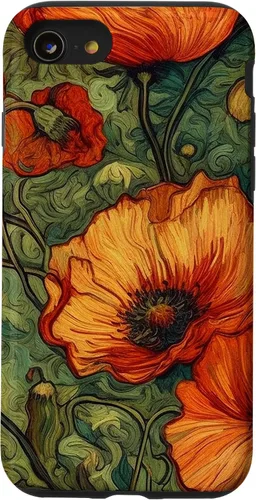Vista 18 de iPhone 16 Floral Van Gogh Style Poppy Flower Case