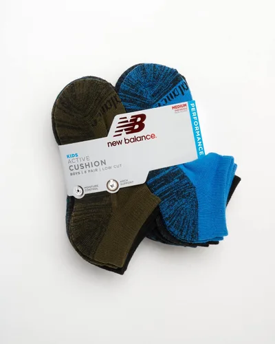 Vista 2 de New Balance Calcetines de corte bajo sin sudor para niños con soporte de arco paquete de 8