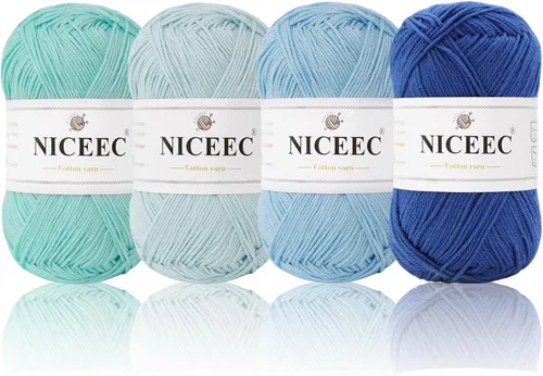 Vista 35 de NICEEC - Hilo de algodón suave para bebé, 4 madejas, color gris púrpura