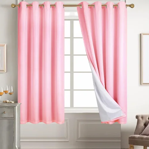 Vista 33 de Diraysid Cortinas 100% opacas de lino beige para dormitorio, con ojales, aislamiento térmico, cortinas de oscurecimiento de habitación