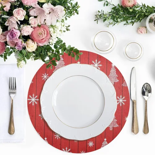 Vista 5 de Stylized Planket Christmas Trees Table Placemat, Non Slip Heat Resistant Place Mats for Dinner Table for Kitchen one sizex1