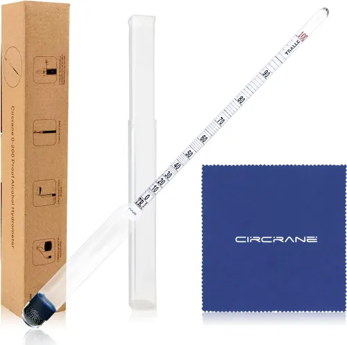 Vista 10 de Circrane Hidrómetro de Alcohol 0-200 Proof y Tralle con kit de frasco de prueba de vidrio, probador preciso y cilindro de vidrio para licor