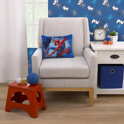Vista 4 de Marvel Spiderman to the Rescue - Almohada de felpa azul y roja para niños pequeños