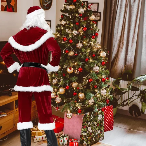 Vista 7 de EOZY Santa Claus Costume for Men 9 Pcs Deluxe Santa Outfits Adult Xmas Santa Suit for Christmas Party