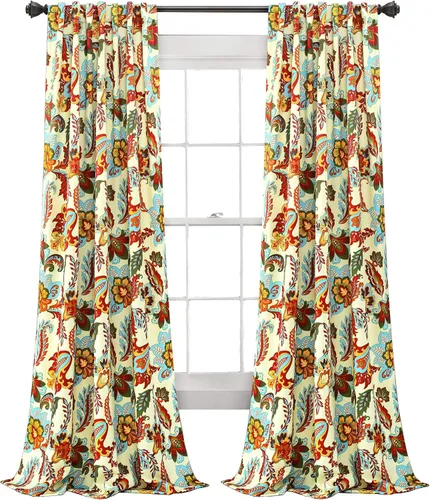 Vista 19 de Lush Decor Zara Jacobean - Paneles de cortina para oscurecer la habitación, 2 piezas, gris (95 x 52 pulgadas)