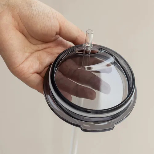 Vista 6 de MEWAY 2 vasos aislados clásicos de 30 onzas, vaso acrílico de doble pared con tapa, vasos aislados de plástico reutilizables con popote