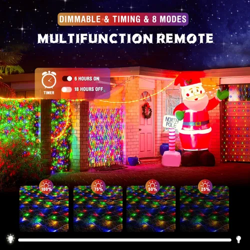 Vista 9 de JMEXSUSS 360 Luces LED de Red de Navidad para Exteriores Luces de Malla, Luz de Arbusto Conectable para Decoraciones de Árbol de Navidad Jardín