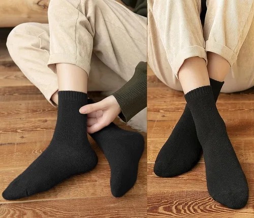 Vista 6 de SDBING Women's Thick Cotton Socks Soft Cotton Winter Warm Crew Socks for Women