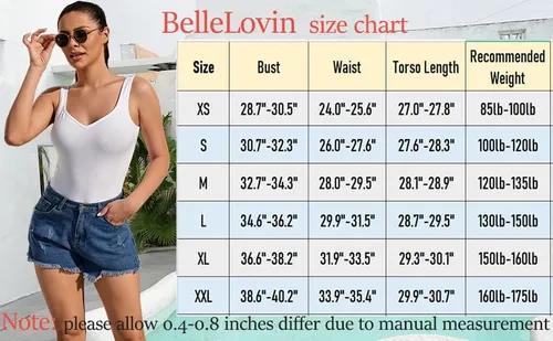Vista 6 de BelleLovin Body sin mangas con cuello en V cuadrado para mujer