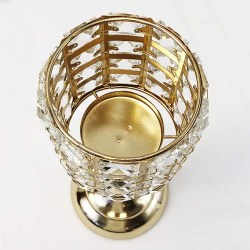 Vista 3 de allgala Portavelas decorativo votivo chapado en cristal (12 pulgadas, dorado)
