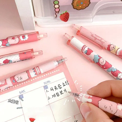 Vista 5 de 6 bolígrafos de color rosa Kawaii de 0.020 in para regalo de estudiantes, papelería, suministros de oficina