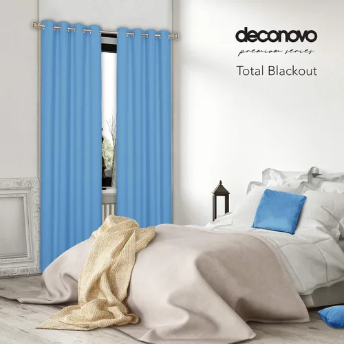Vista 90 de Deconovo Cortinas opacas 100% con forro negro, cortinas con ojales aisladas térmicamente que reducen el ruido, doble capa para oscurecer