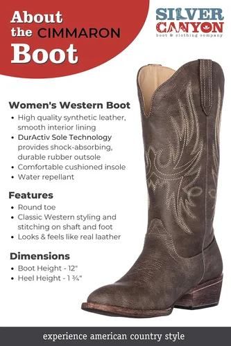 Vista 4 de Silver Canyon - Botas de vaquero occidentales para mujer punta redonda